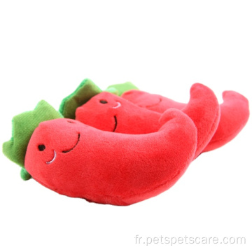 Jouet de chat de poivron rouge en peluche interactive mignonne de forme mignonne